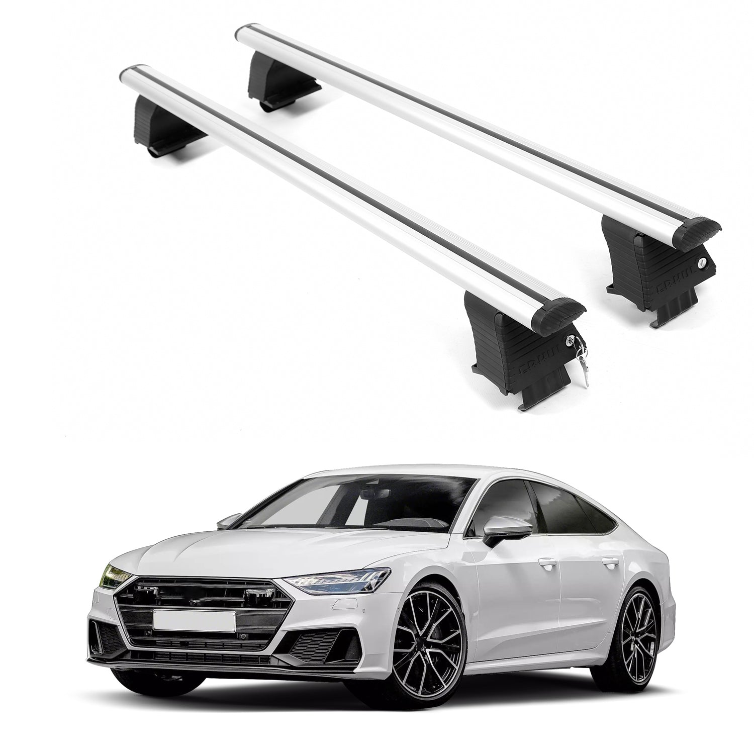 ERKUL Roof Rack Crossbars For AUDI S7 2020-2025 Naked Roof Aluminum Silver