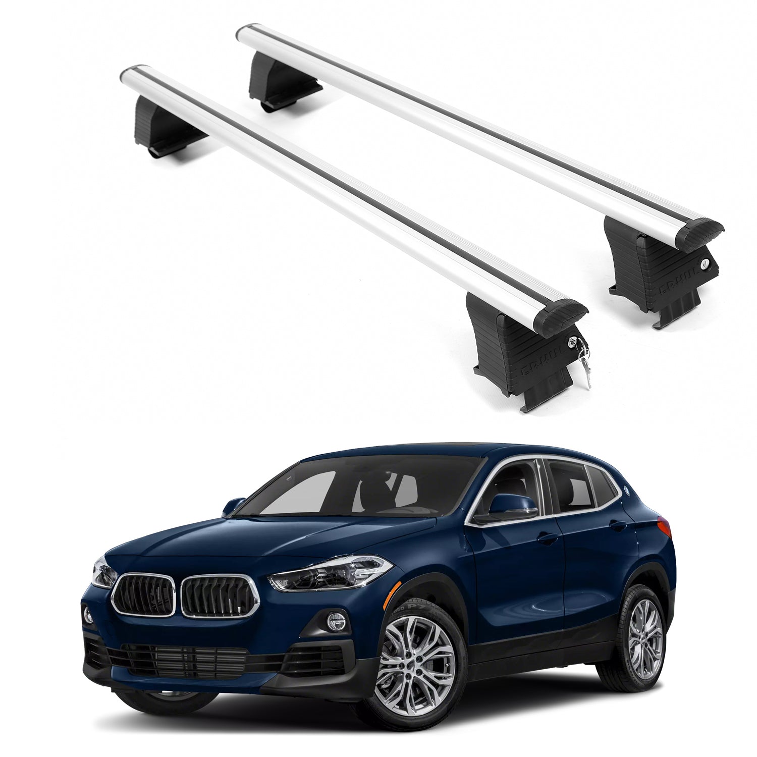 ERKUL Roof Rack Crossbars For BMW X2 2018-2023 Naked Roof Aluminum Silver