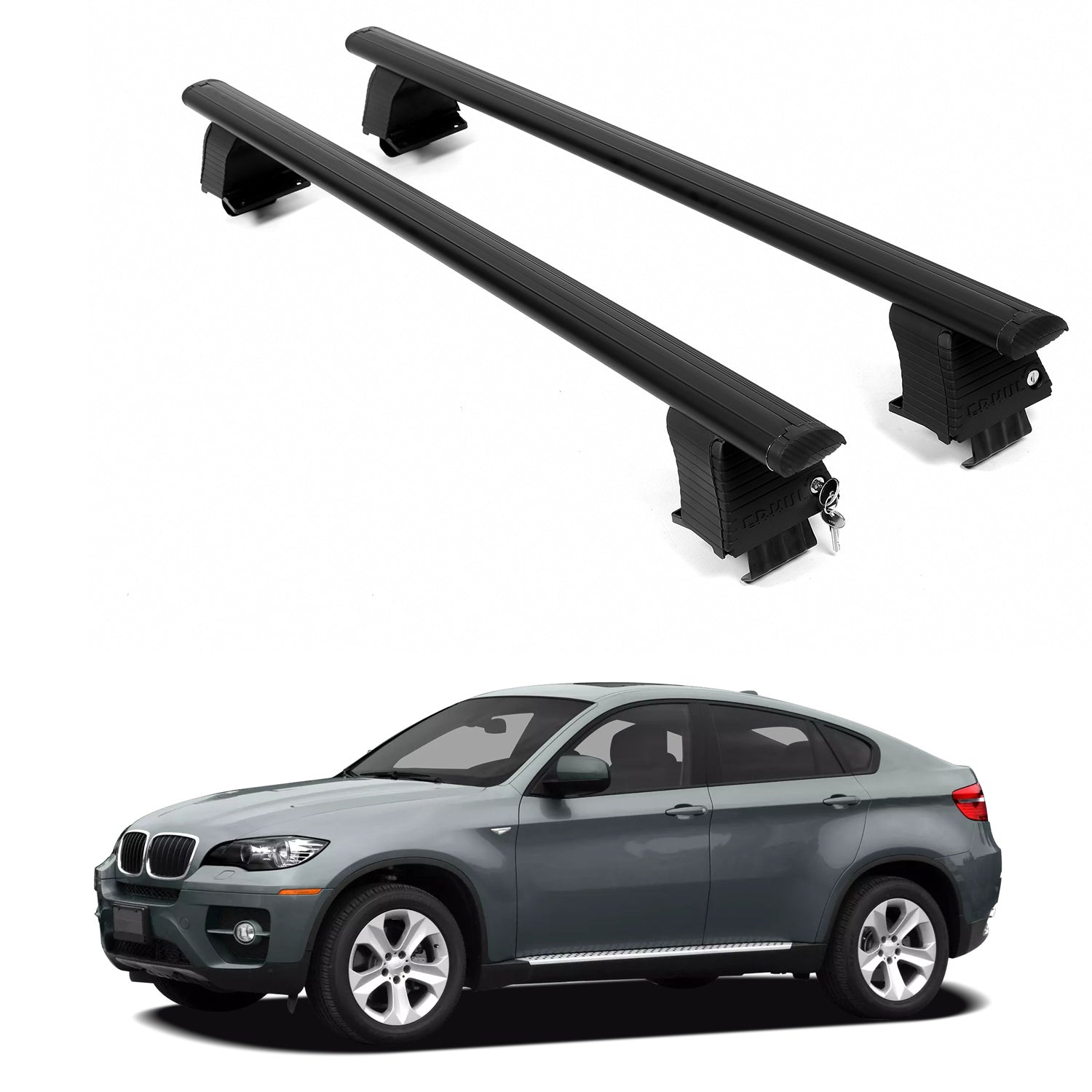 ERKUL Roof Rack Crossbars For BMW X6 2009-2014 Naked Roof Aluminum Black