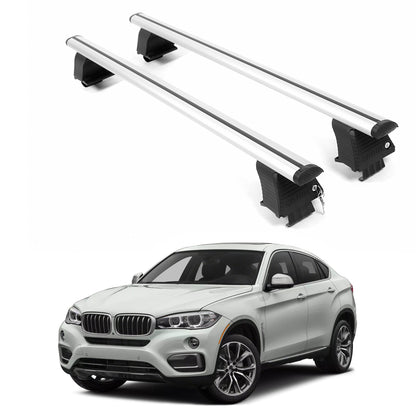 ERKUL Roof Rack Crossbars For BMW X6 2015-2019 Naked Roof Aluminum Silver