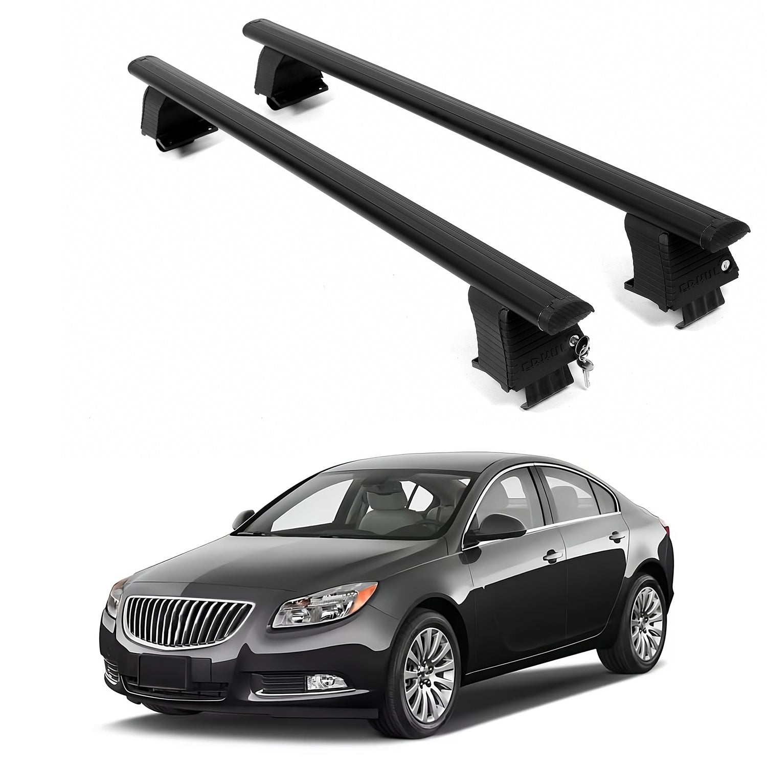 ERKUL Roof Rack Crossbars For BUICK REGAL 2011-2017 Naked Roof Aluminum Black