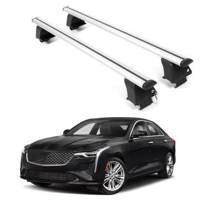 ERKUL Roof Rack Crossbars For CADILLAC CT4 2020-2026 Naked Roof Aluminum Silver