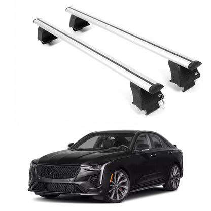 ERKUL Roof Rack Crossbars For CADILLAC CT4-V 2020-2026 Naked Roof Aluminum Silver