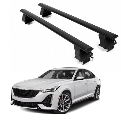 ERKUL Roof Rack Crossbars For CADILLAC CT5 2020-2026 Naked Roof Aluminum Black