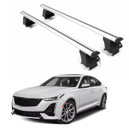 ERKUL Roof Rack Crossbars For CADILLAC CT5-V 2020-2026 Naked Roof Aluminum Silver
