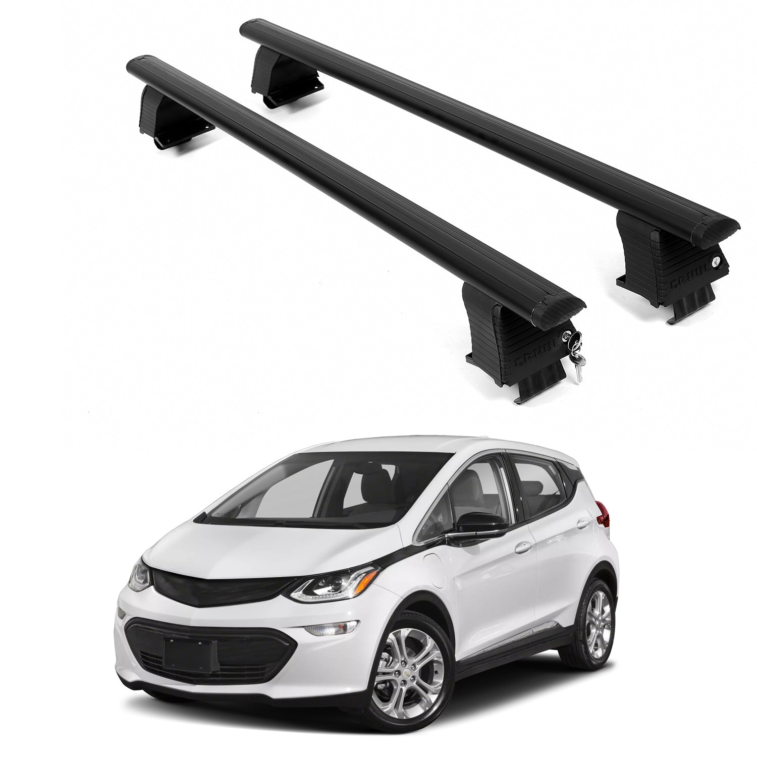 ERKUL Roof Rack Crossbars For CHEVROLET BOLT EV 2017-2023 Naked Roof Aluminum Black