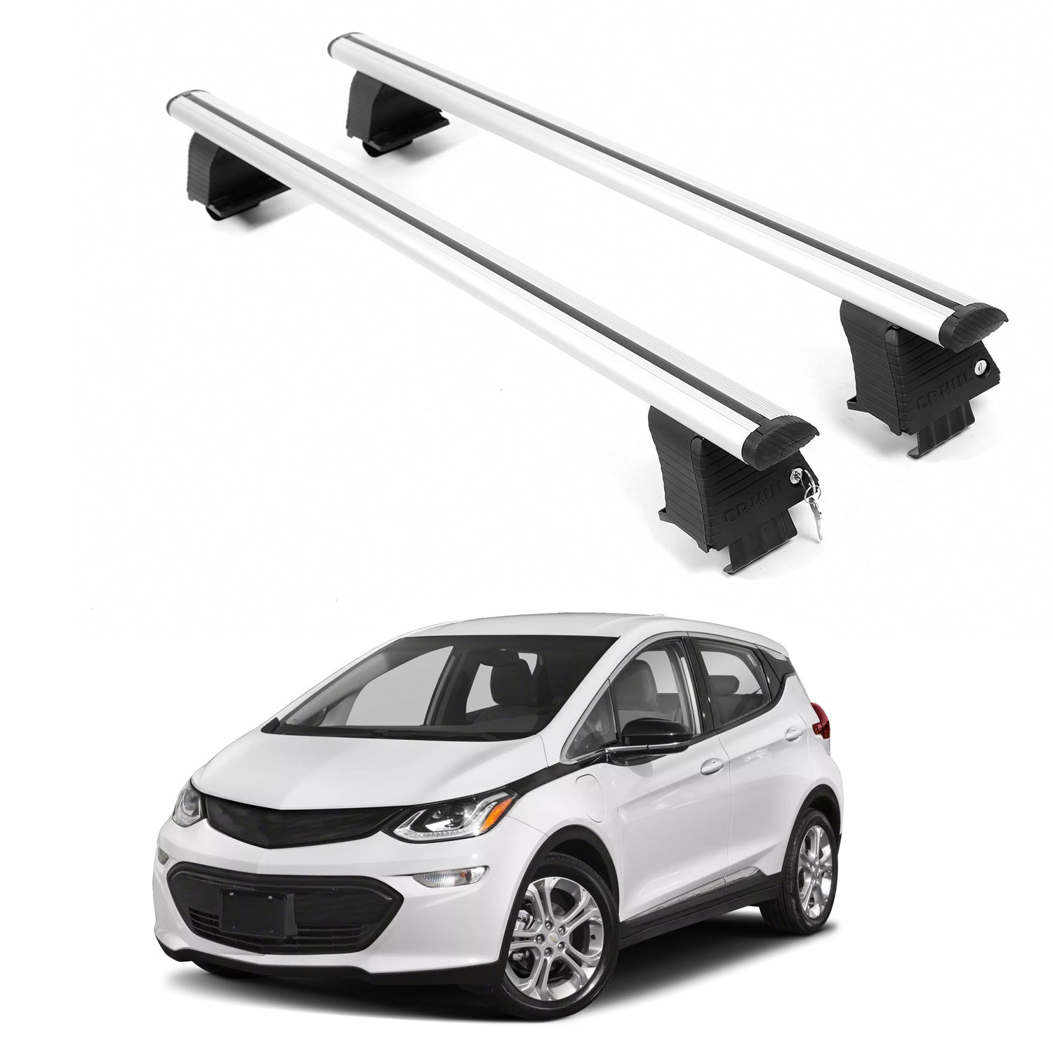 ERKUL Roof Rack Crossbars For CHEVROLET BOLT EV 2017-2023 Naked Roof Aluminum Silver