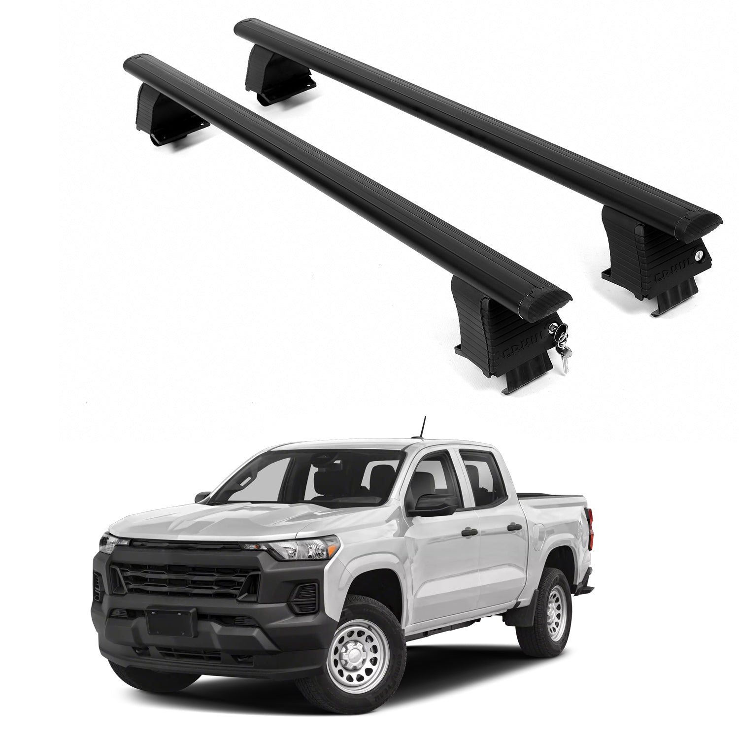 ERKUL Roof Rack Crossbars For CHEVROLET COLARADO 2023-2026 Naked Roof Aluminum Black
