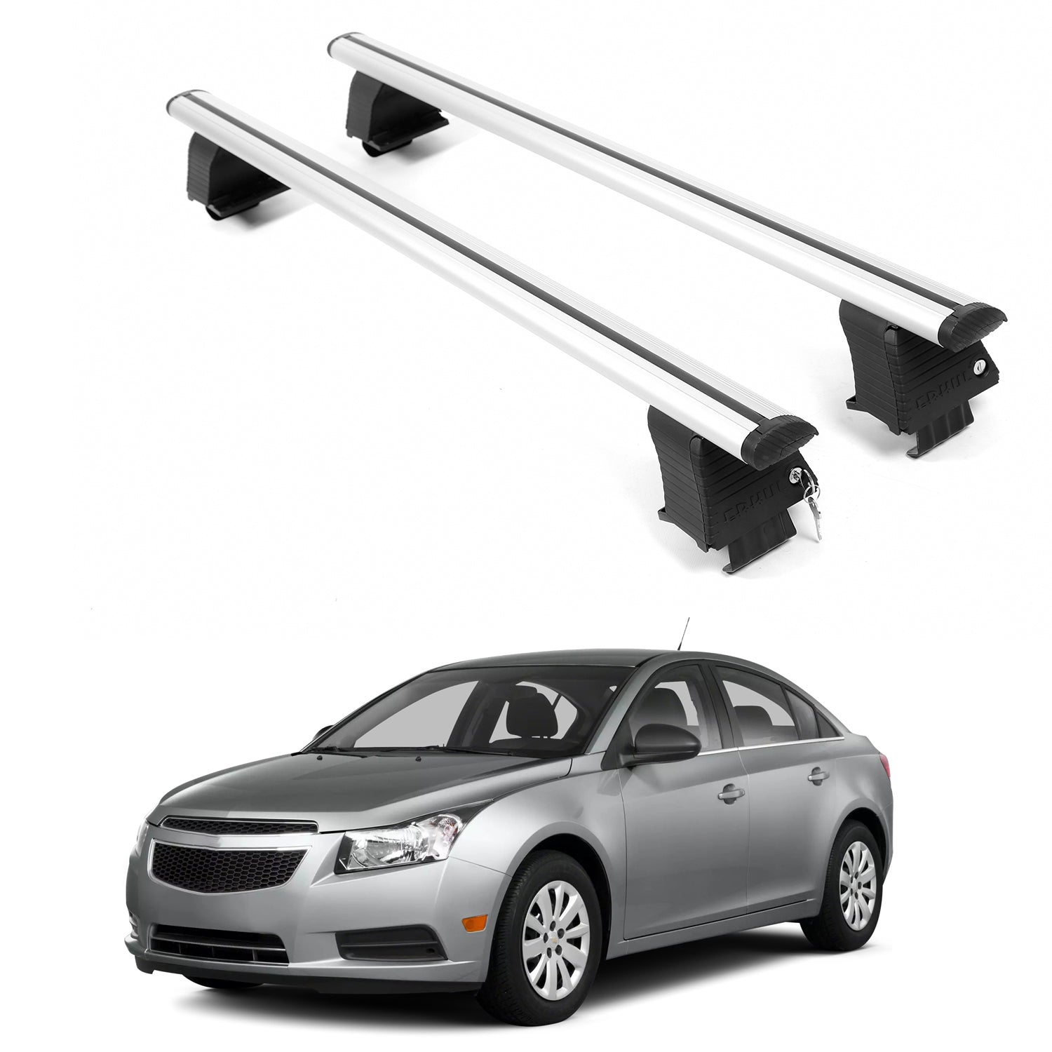 ERKUL Roof Rack Crossbars For CHEVROLET CRUZE 2011-2015 Naked Roof Aluminum Silver