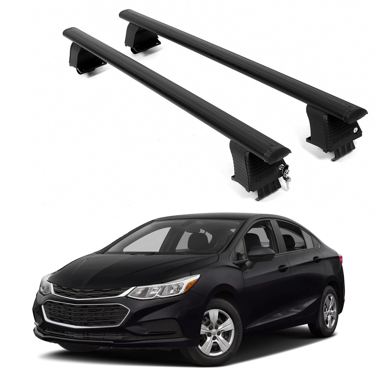 ERKUL Roof Rack Crossbars For CHEVROLET CRUZE 2016-2019 Naked Roof Aluminum Black