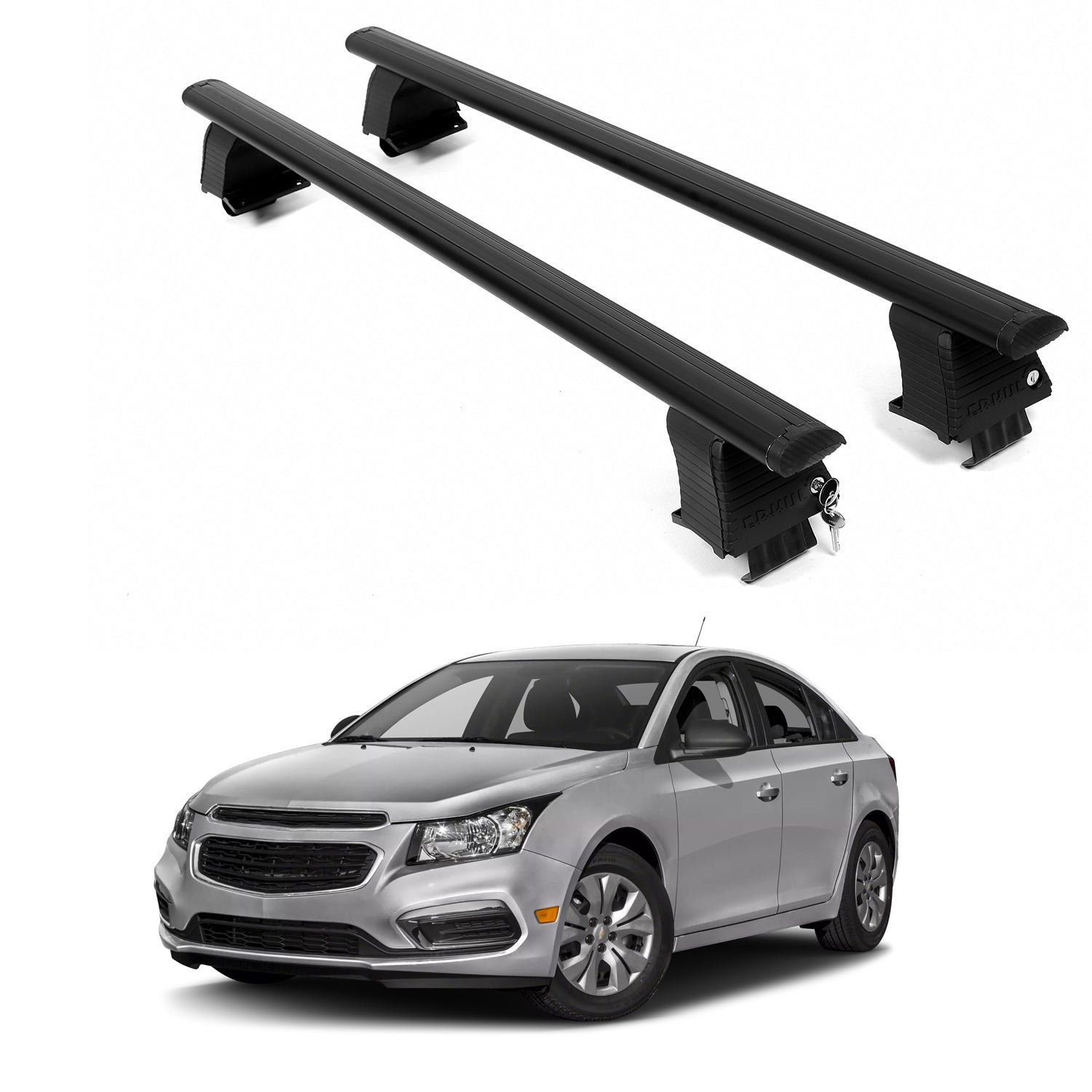 ERKUL Roof Rack Crossbars For CHEVROLET CRUZE LIMITED 2016 Naked Roof Aluminum Black