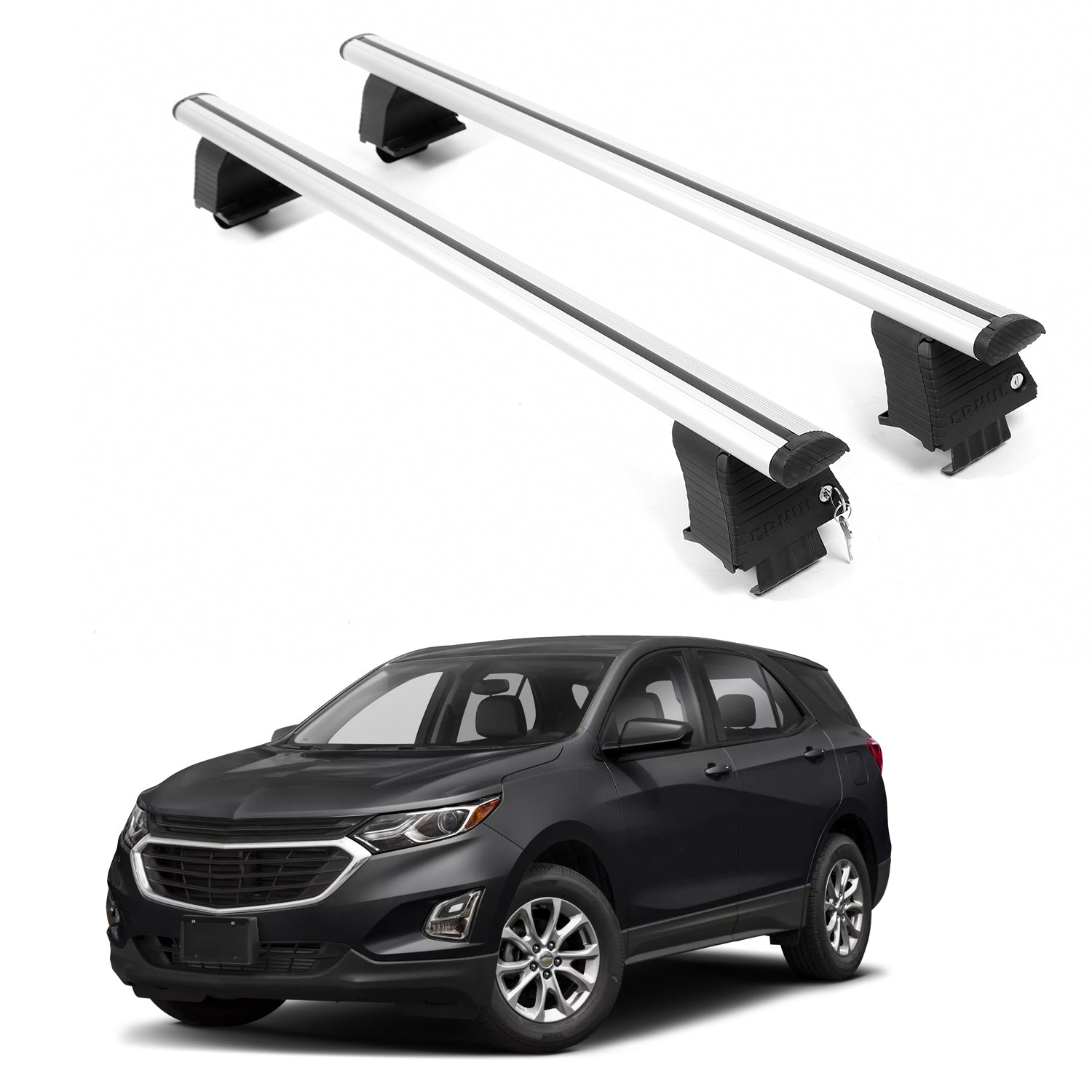 ERKUL Roof Rack Crossbars For CHEVROLET EQUINOX 2018-2024 Naked Roof Aluminum Silver