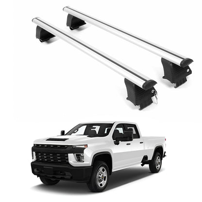 ERKUL Roof Rack Crossbars For CHEVROLET SILVERADO 2500 HD 2020-2026 Naked Roof Aluminum Silver