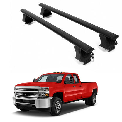 ERKUL Roof Rack Crossbars For CHEVROLET SILVERADO 3500 HD 2015-2019 Naked Roof Aluminum Black