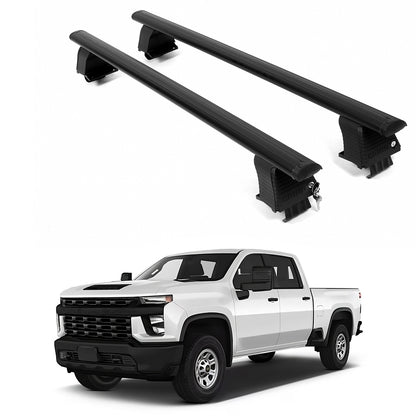 ERKUL Roof Rack Crossbars For CHEVROLET SILVERADO 3500 HD 2020-2026 Naked Roof Aluminum Black