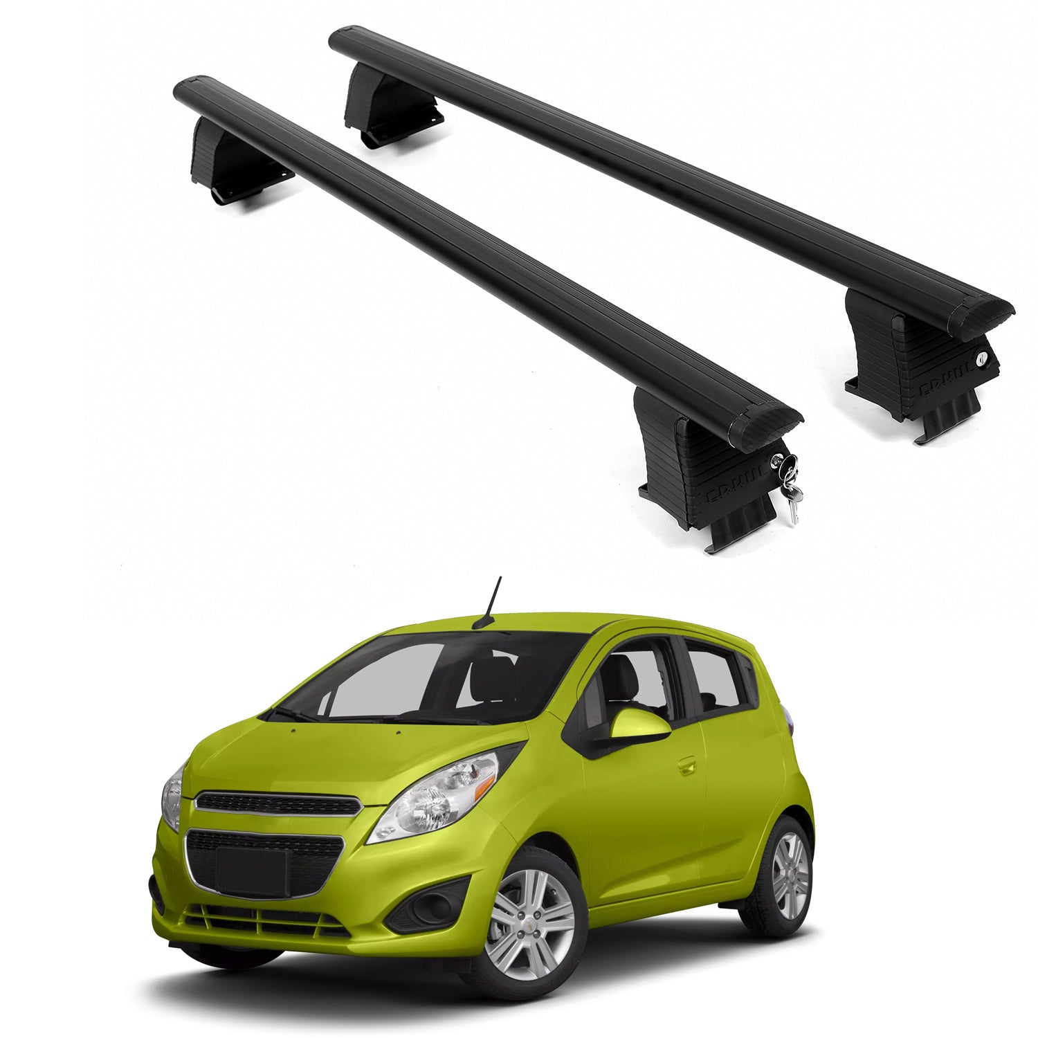 ERKUL Roof Rack Crossbars For CHEVROLET SPARK 2013-2015 Naked Roof Aluminum Black