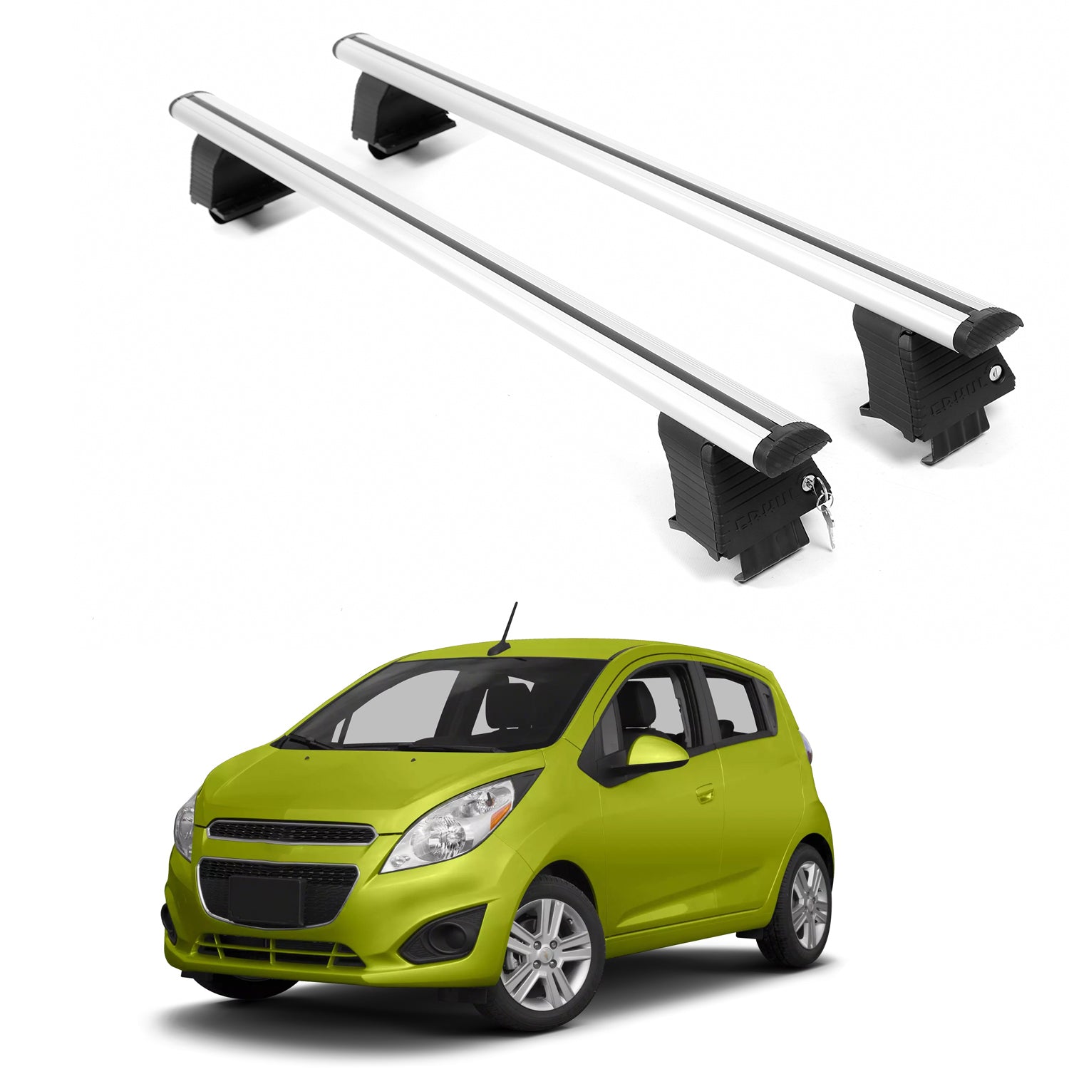 ERKUL Roof Rack Crossbars For CHEVROLET SPARK 2013-2015 Naked Roof Aluminum Silver