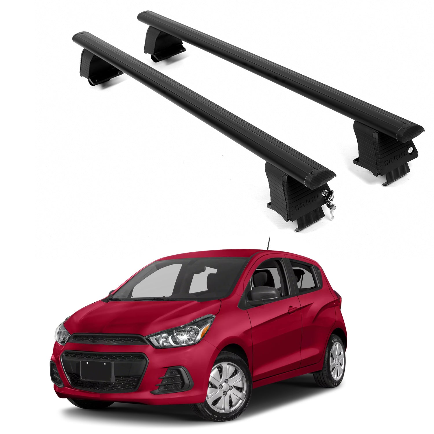 ERKUL Roof Rack Crossbars For CHEVROLET SPARK 2016-2022 Naked Roof Aluminum Black