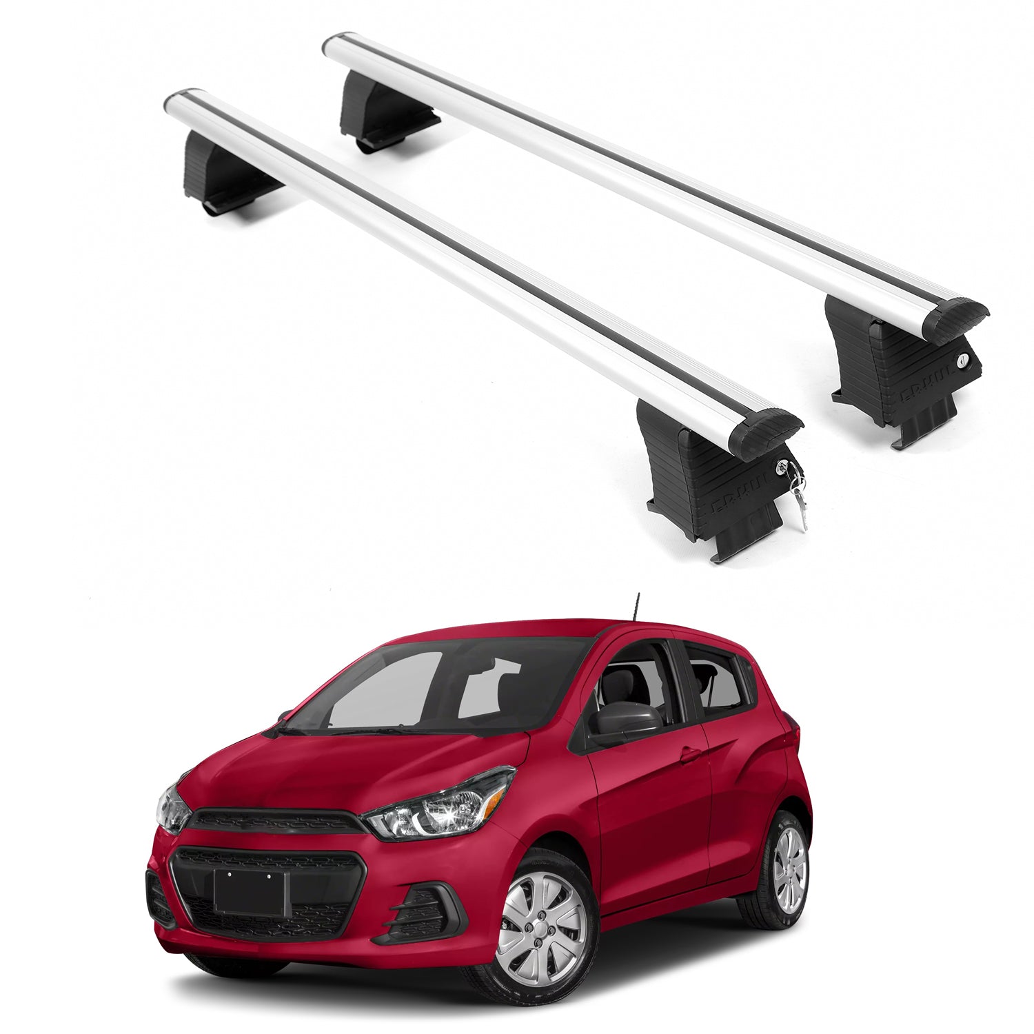 ERKUL Roof Rack Crossbars For CHEVROLET SPARK 2016-2022 Naked Roof Aluminum Silver