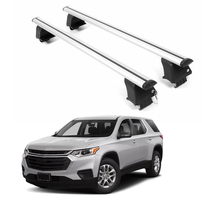 ERKUL Roof Rack Crossbars For CHEVROLET TRAVERSE 2018-2023 Naked Roof Aluminum Silver