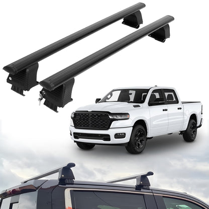 ERKUL Roof Rack Crossbars For DODGE RAM 1500 2019-2026 Naked Roof Aluminum Black