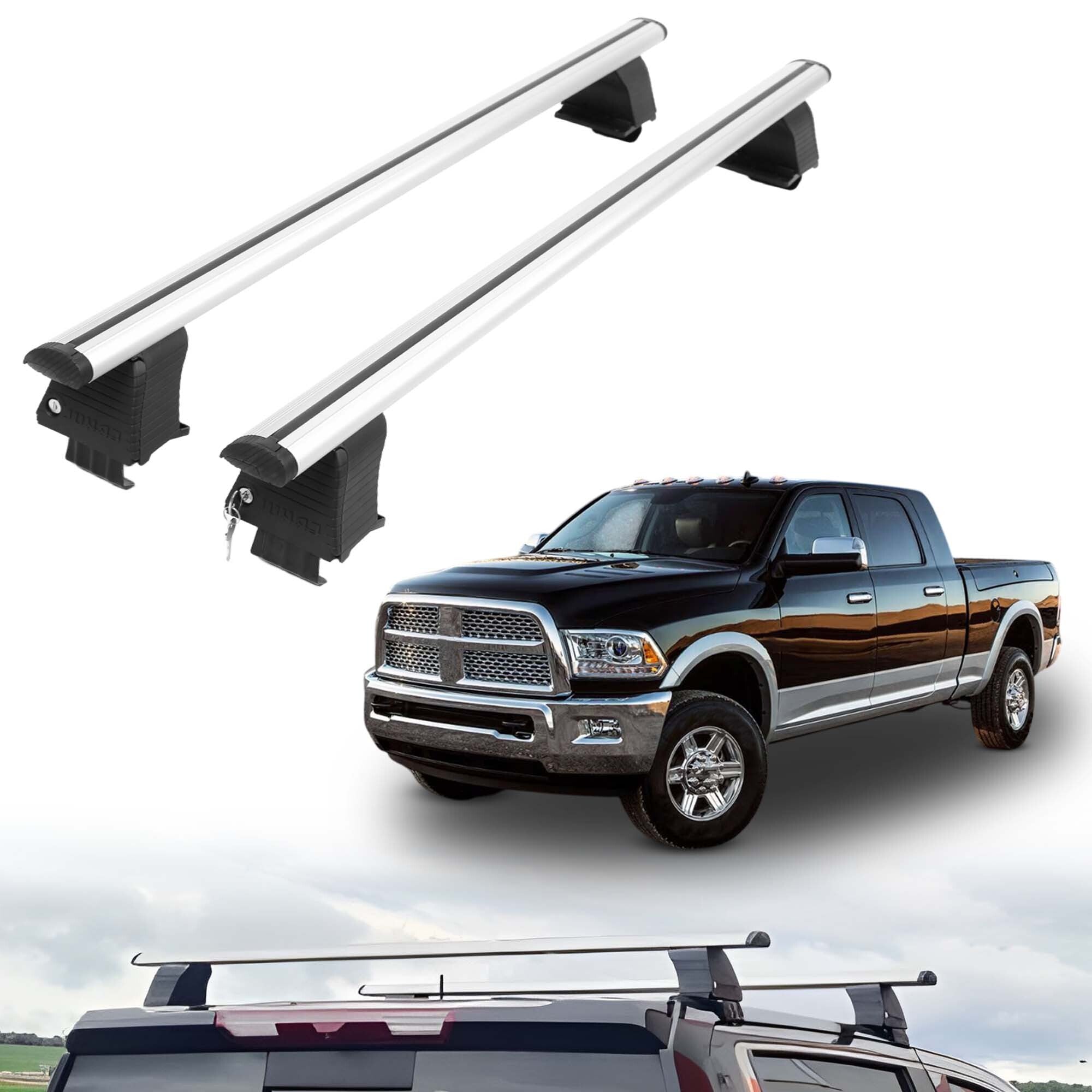 ERKUL Roof Rack Crossbars For DODGE RAM 2500 2010-2018 Naked Roof Aluminum Silver