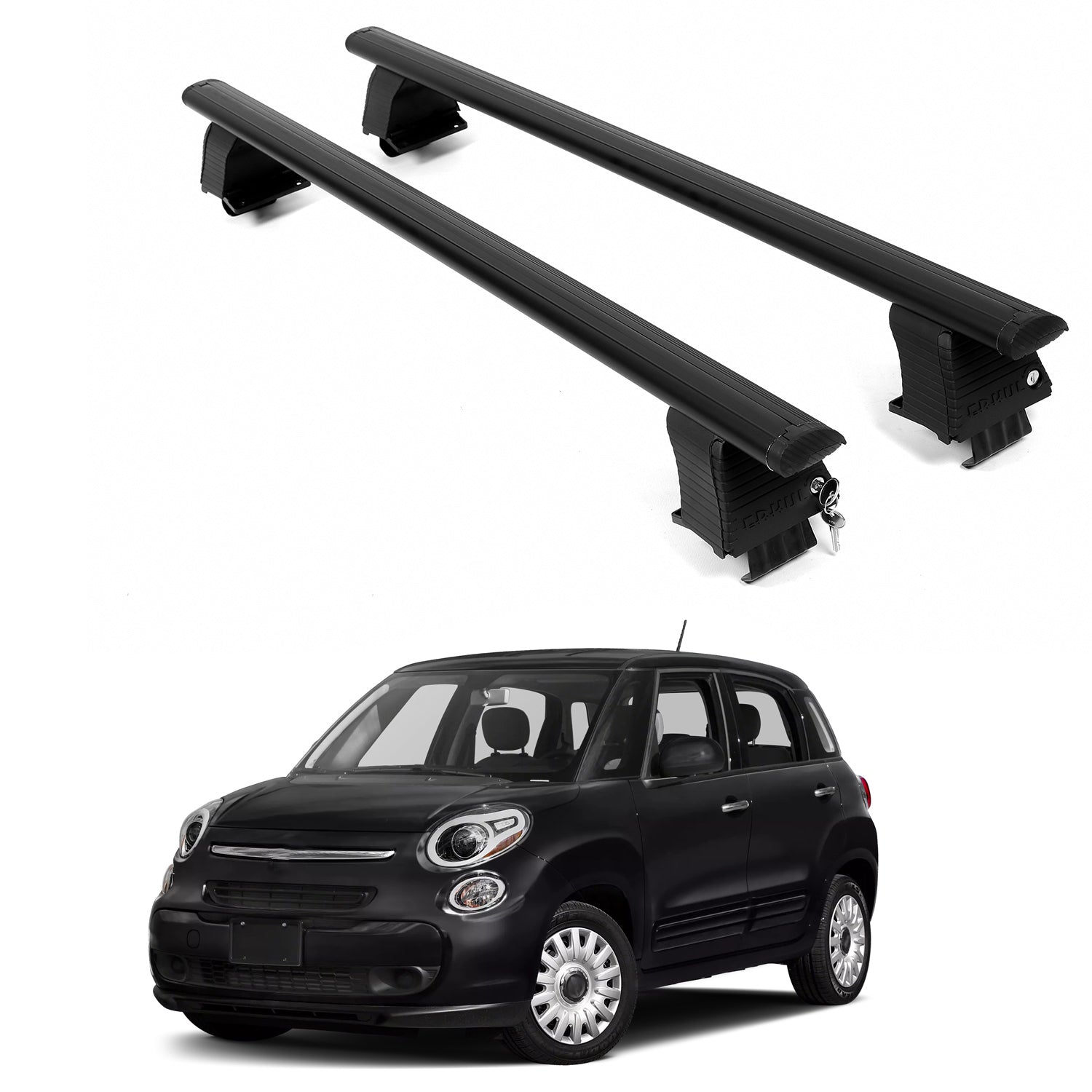 ERKUL Roof Rack Crossbars For FIAT 500L 2013-2020 Naked Roof Aluminum Black