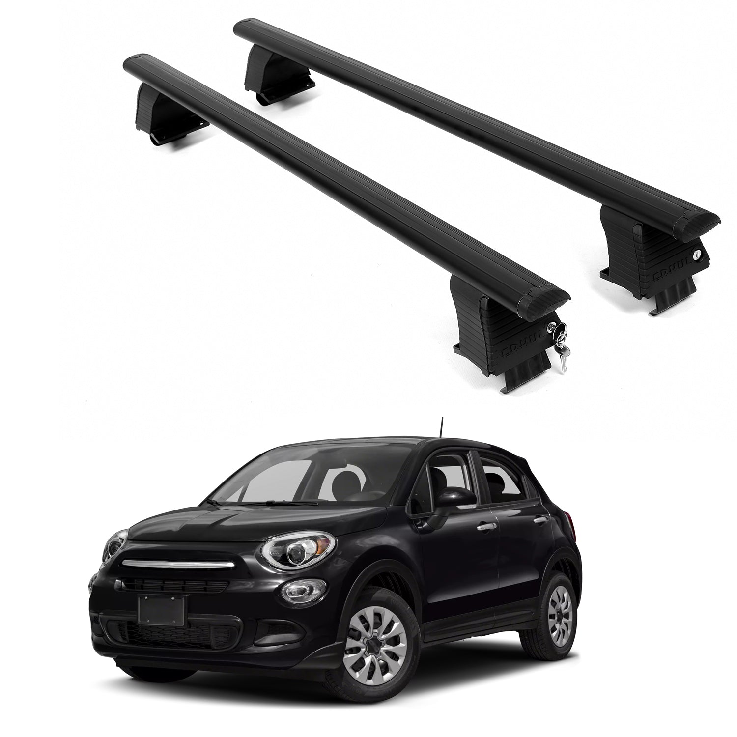 ERKUL Roof Rack Crossbars For FIAT 500X 2016-2023 Naked Roof Aluminum Black