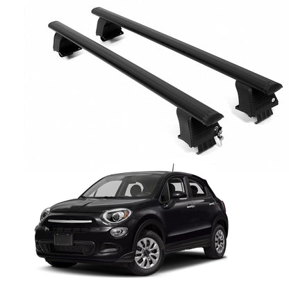 ERKUL Roof Rack Crossbars For FIAT 500X 2016-2023 Naked Roof Aluminum Black