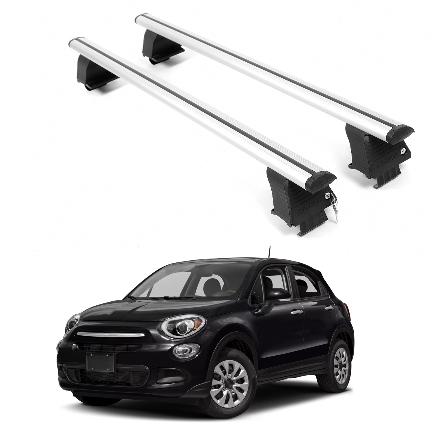 ERKUL Roof Rack Crossbars For FIAT 500X 2016-2023 Naked Roof Aluminum Silver