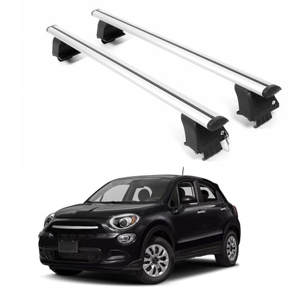 ERKUL Roof Rack Crossbars For FIAT 500X 2016-2023 Naked Roof Aluminum Silver