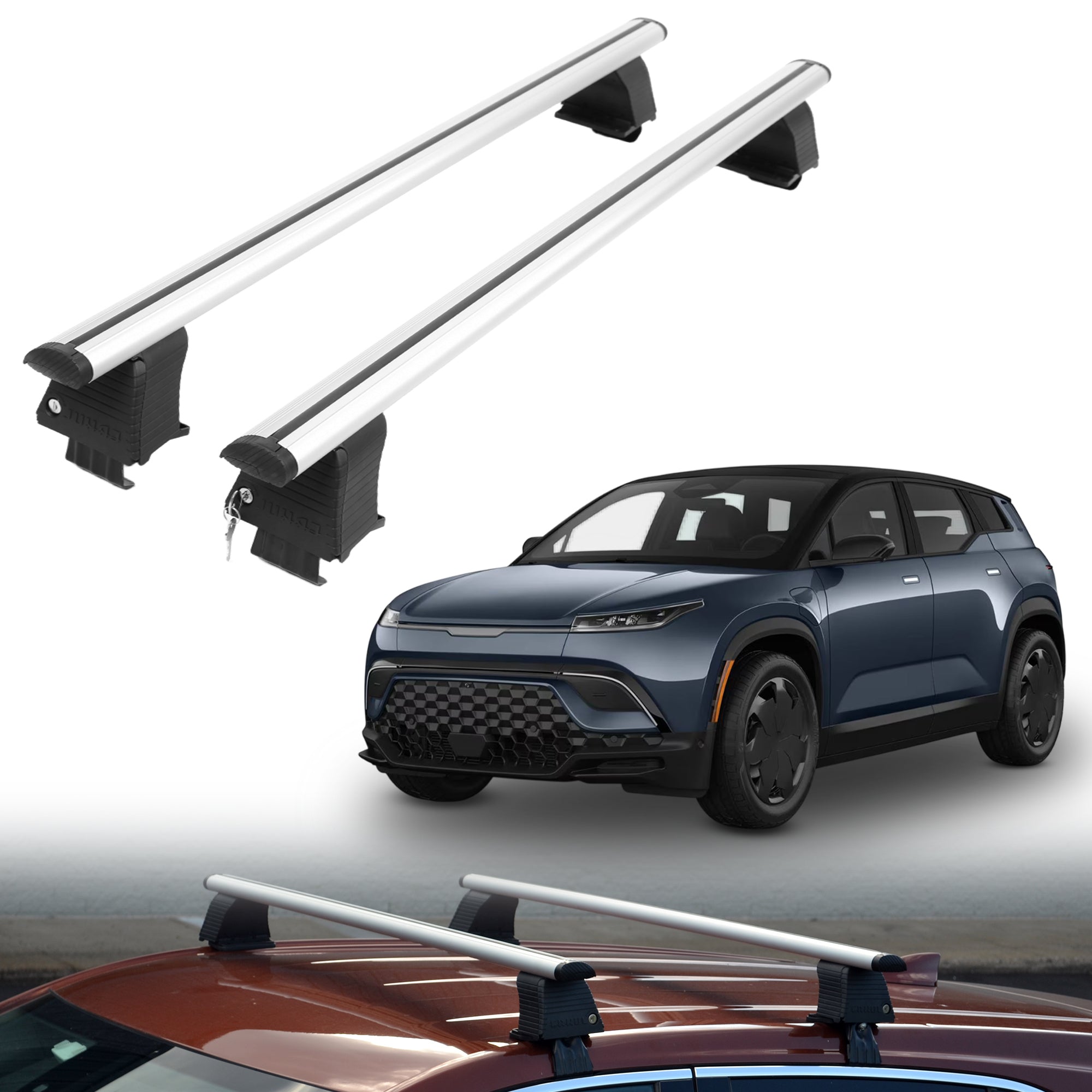 ERKUL Roof Rack Crossbars For FISKER OCEAN 2023-2024 Naked Roof Aluminum Silver