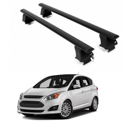 ERKUL Roof Rack Crossbars For FORD C-MAX ENERGY 2013-2017 Naked Roof Aluminum Black