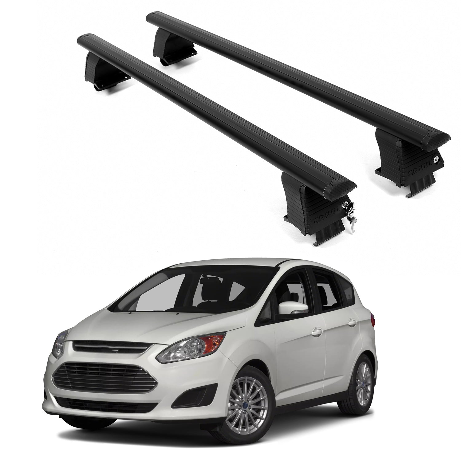 ERKUL Roof Rack Crossbars For FORD C-MAX Hybrid 2013-2018 Naked Roof Aluminum Black