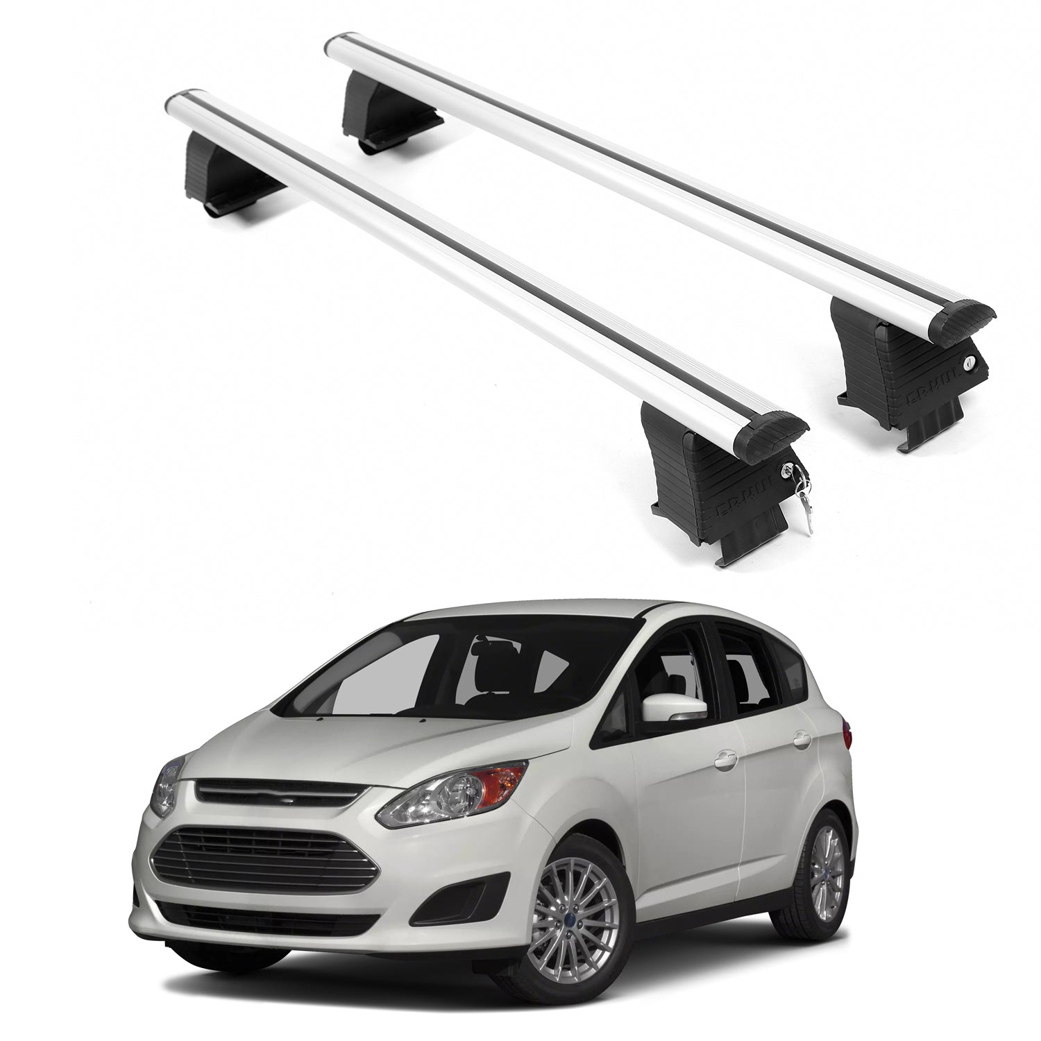 ERKUL Roof Rack Crossbars For FORD C-MAX Hybrid 2013-2018 Naked Roof Aluminum Silver