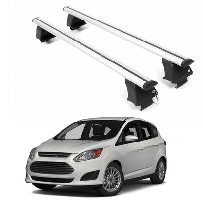 ERKUL Roof Rack Crossbars For FORD C-MAX Hybrid 2013-2018 Naked Roof Aluminum Silver