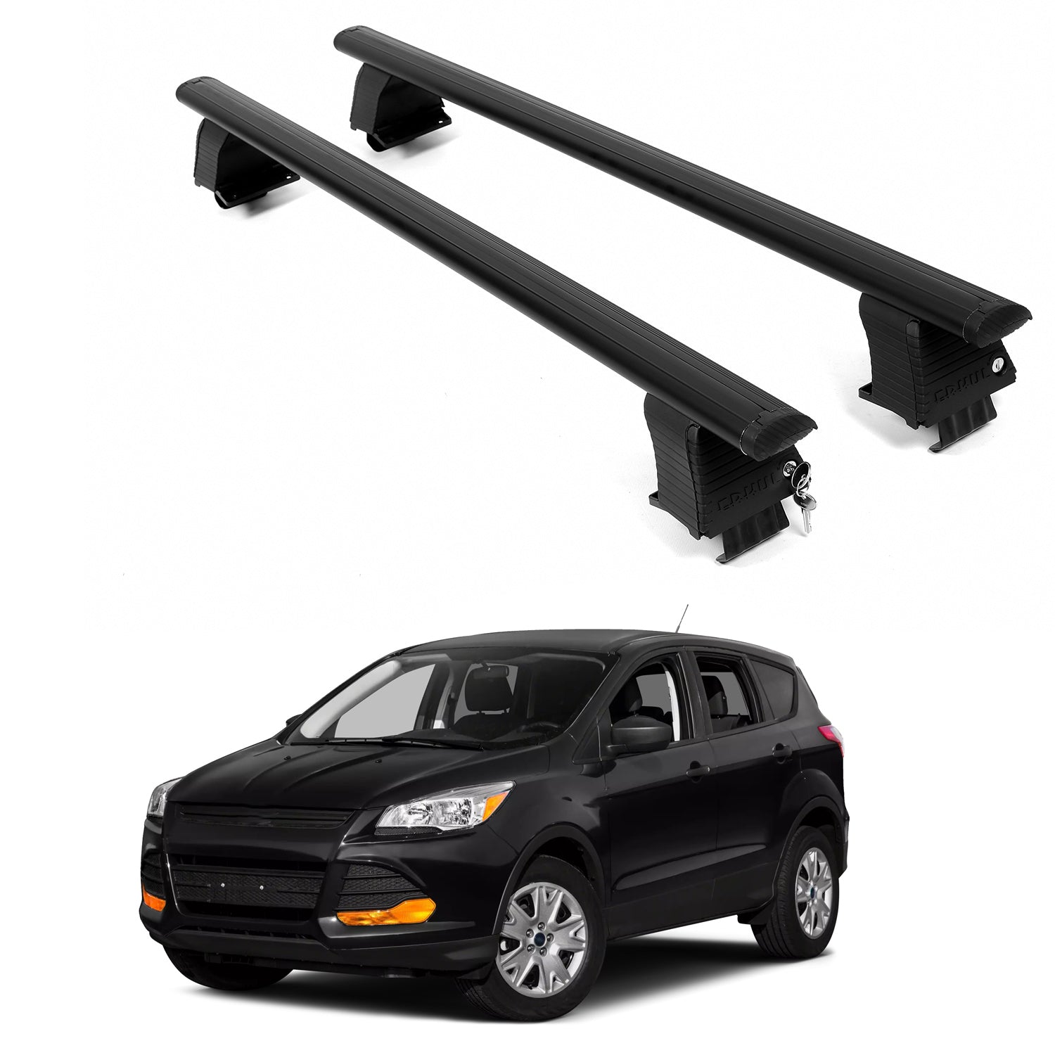 ERKUL Roof Rack Crossbars For FORD ESCAPE 2013-2019 Naked Roof Aluminum Black