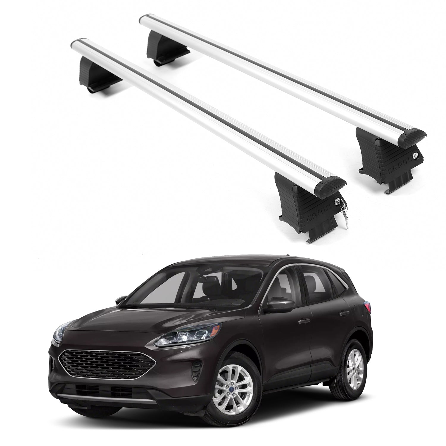 ERKUL Roof Rack Crossbars For FORD ESCAPE 2020-2026 Naked Roof Aluminum Silver
