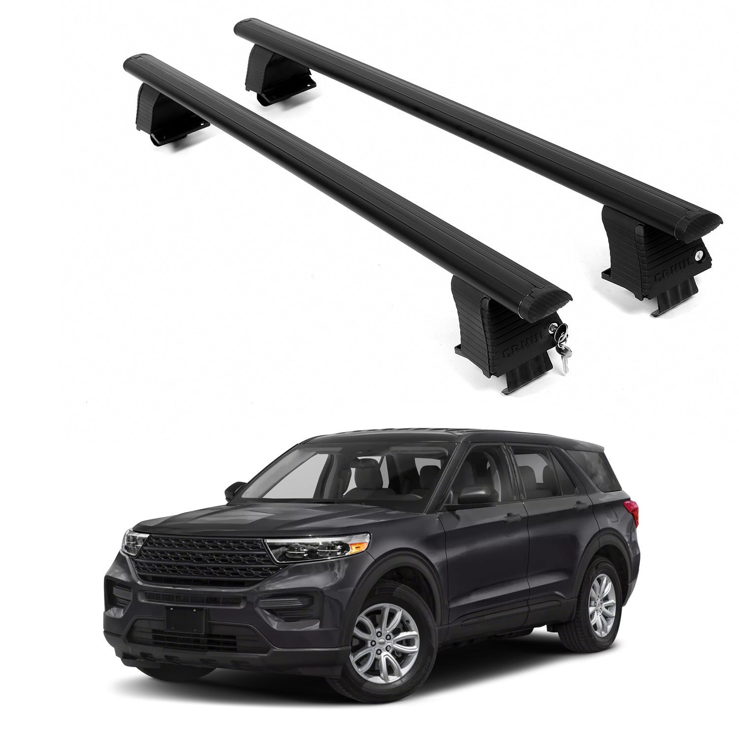 ERKUL Roof Rack Crossbars For FORD EXPLORER 2020-2026 Naked Roof Aluminum Black