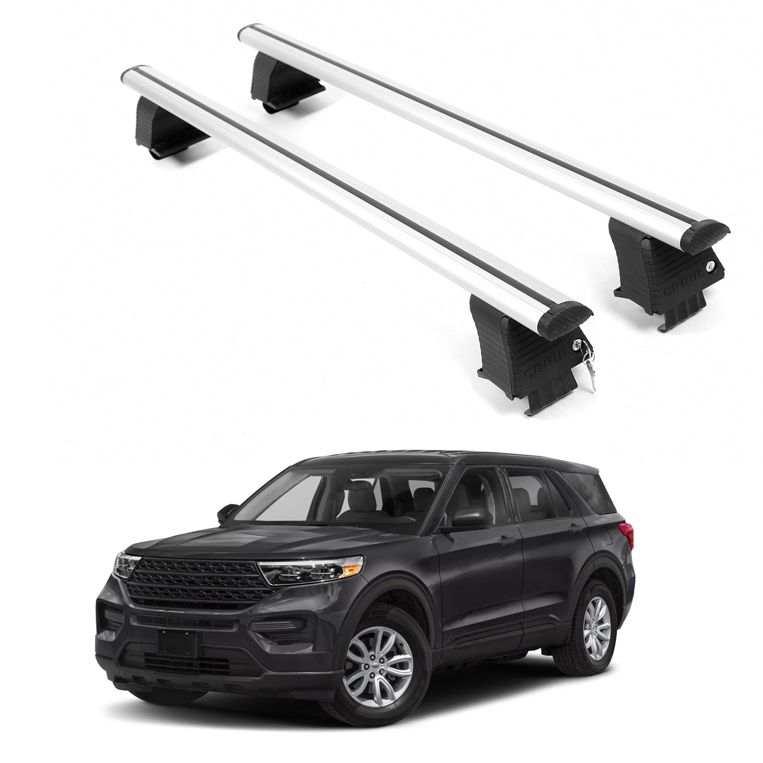 ERKUL Roof Rack Crossbars For FORD EXPLORER 2020-2026 Naked Roof Aluminum Silver