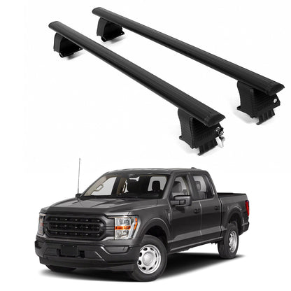 ERKUL Roof Rack Crossbars For FORD F-150 2021-2026 Naked Roof Aluminum Black