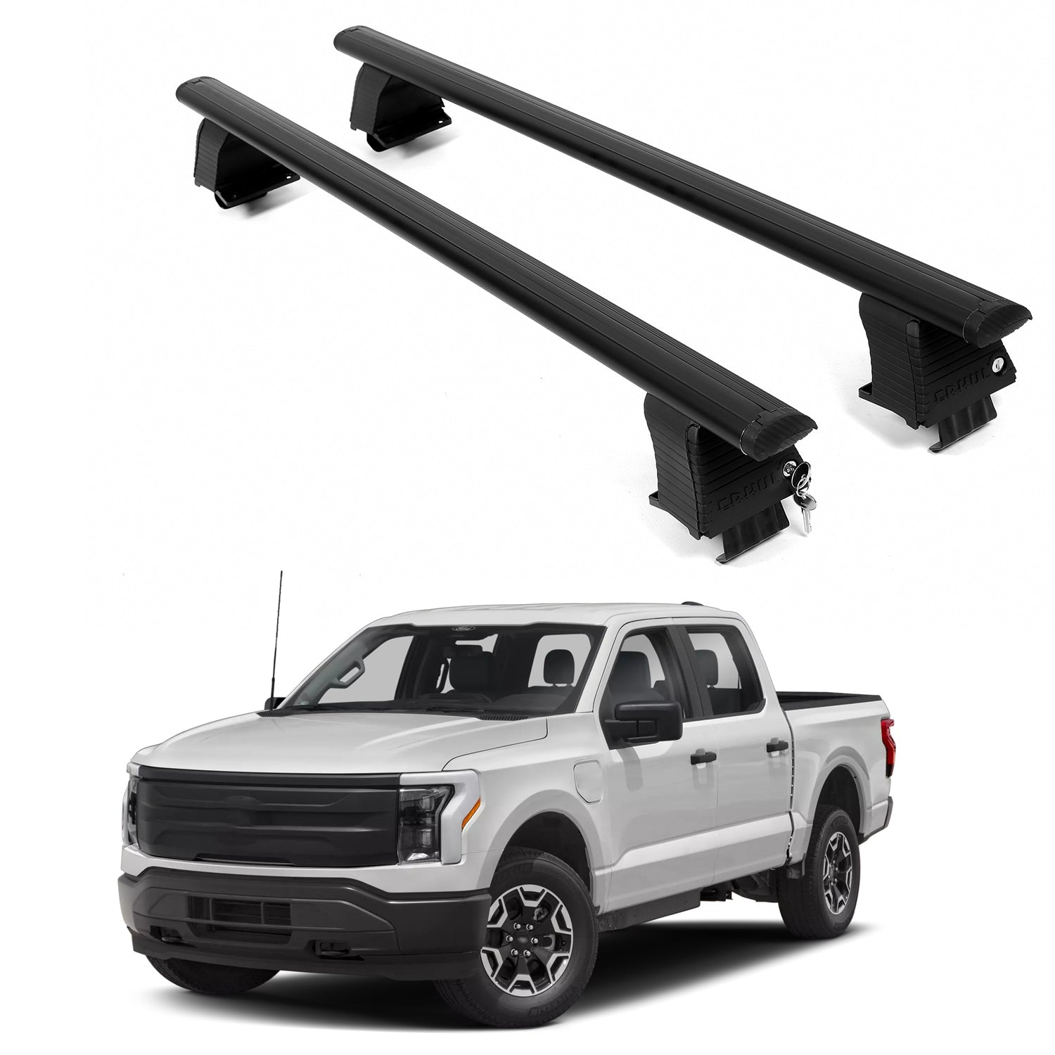 ERKUL Roof Rack Crossbars For FORD F-150 LIGHTNING 2022-2026 Naked Roof Aluminum Black