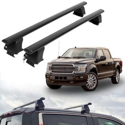 ERKUL Roof Rack Crossbars For FORD F-150 RAPTOR 2017-2020 Naked Roof Aluminum Black