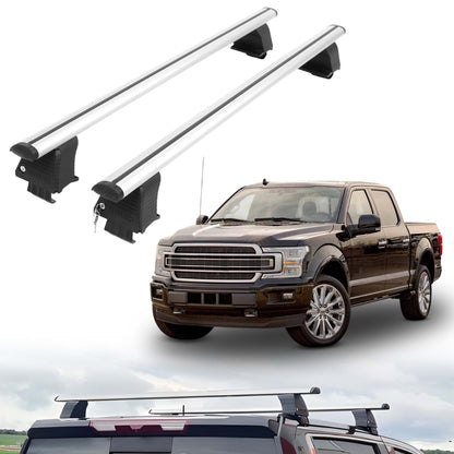 ERKUL Roof Rack Crossbars For FORD F-150 RAPTOR 2017-2020 Naked Roof Aluminum Silver