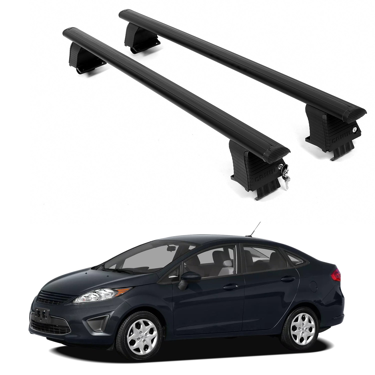 ERKUL Roof Rack Crossbars For FORD FIESTA 2011-2019 Naked Roof Aluminum Black