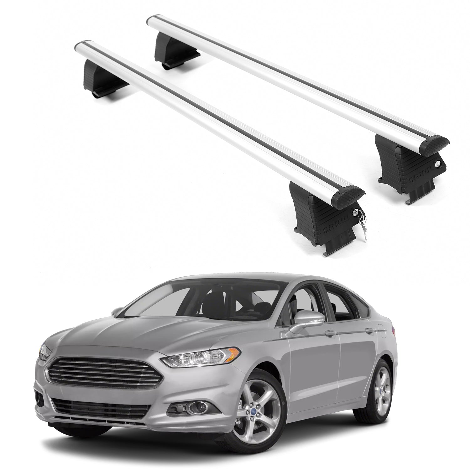 ERKUL Roof Rack Crossbars For FORD FUSION 2013-2020 Naked Roof Aluminum Silver