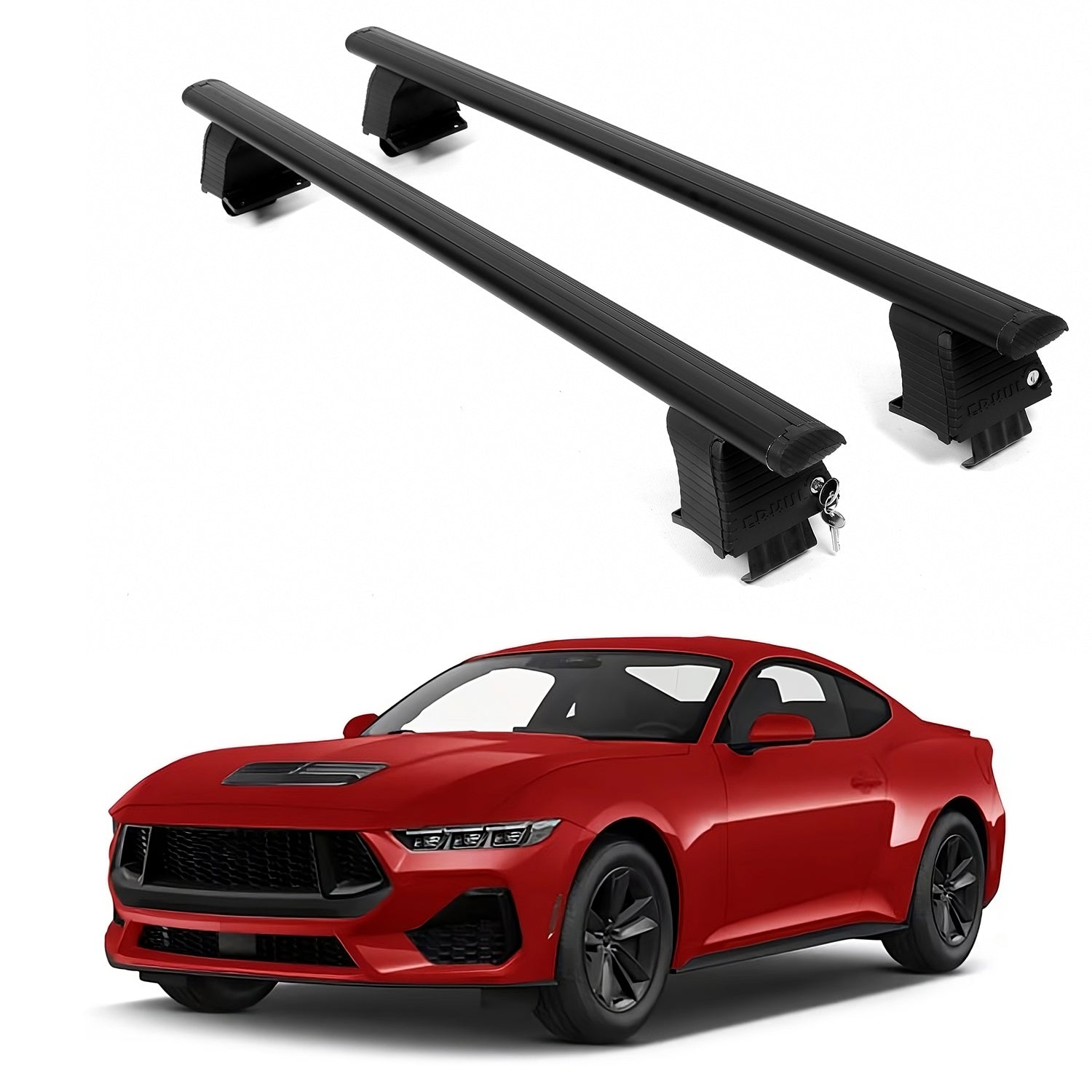 ERKUL Roof Rack Crossbars For FORD MUSTANG 2024-2026 Naked Roof Aluminum Black