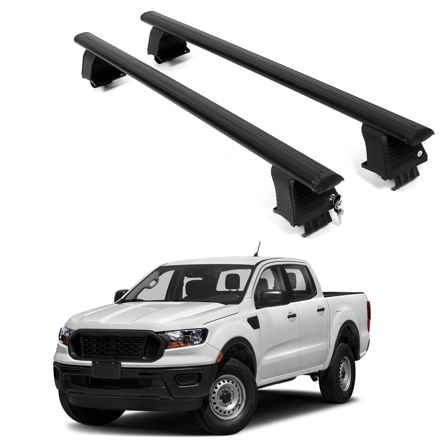 ERKUL Roof Rack Crossbars For FORD RANGER 2019-2023 Naked Roof Aluminum Black