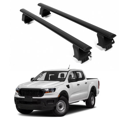 ERKUL Roof Rack Crossbars For FORD RANGER 2019-2023 Naked Roof Aluminum Black