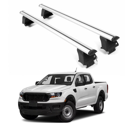 ERKUL Roof Rack Crossbars For FORD RANGER 2019-2023 Naked Roof Aluminum Silver